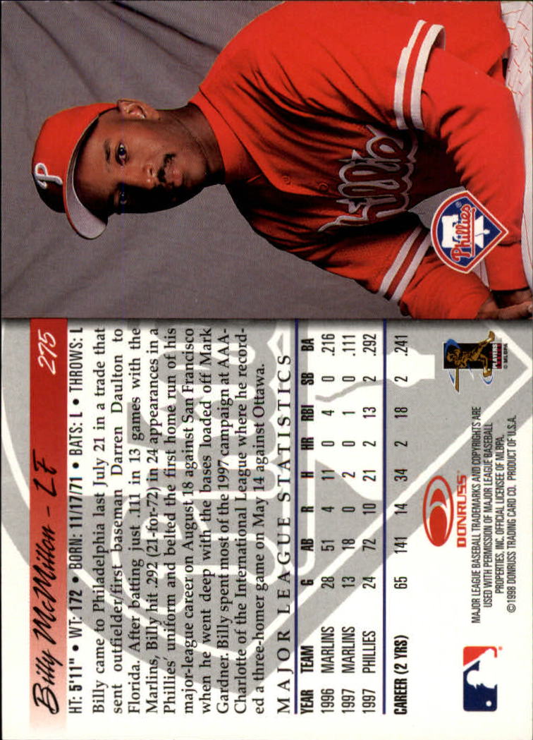 1998 Donruss Baseball "Main Set" Base Cards #251 to #420 - Picture 51 of 341