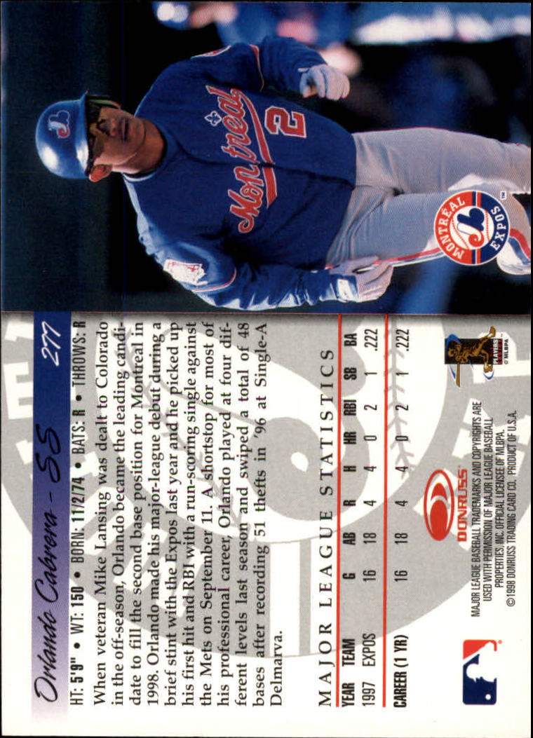 1998 Donruss Baseball "Main Set" Base Cards #251 to #420 - Picture 55 of 341