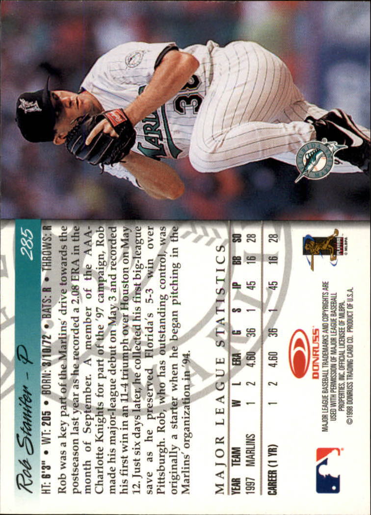 1998 Donruss Baseball "Main Set" Base Cards #251 to #420 - Picture 71 of 341