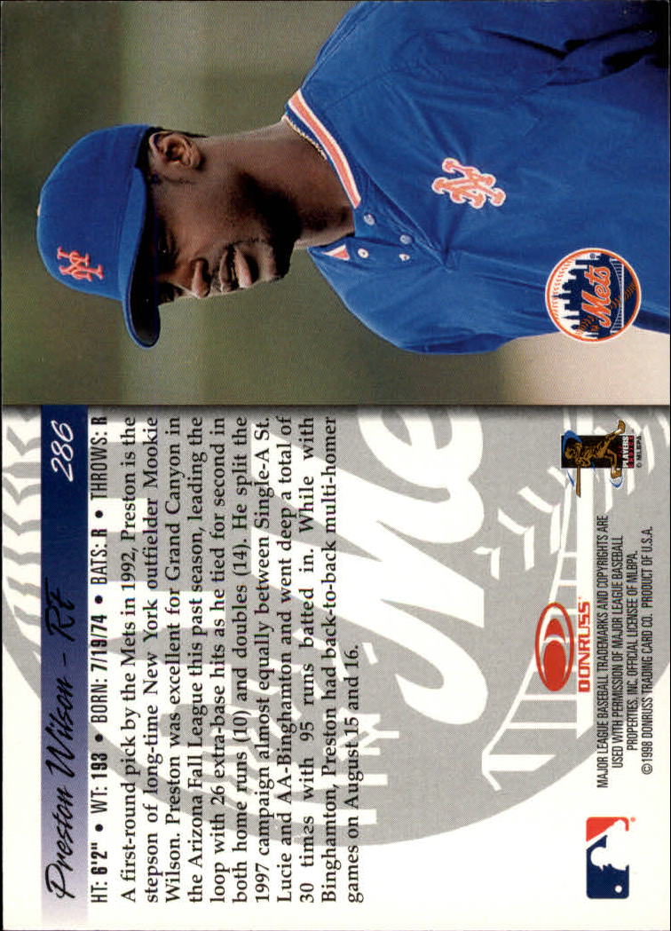 1998 Donruss Baseball "Main Set" Base Cards #251 to #420 - Picture 73 of 341