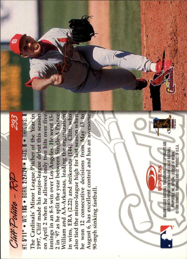 1998 Donruss Baseball "Main Set" Base Cards #251 to #420 - Picture 87 of 341