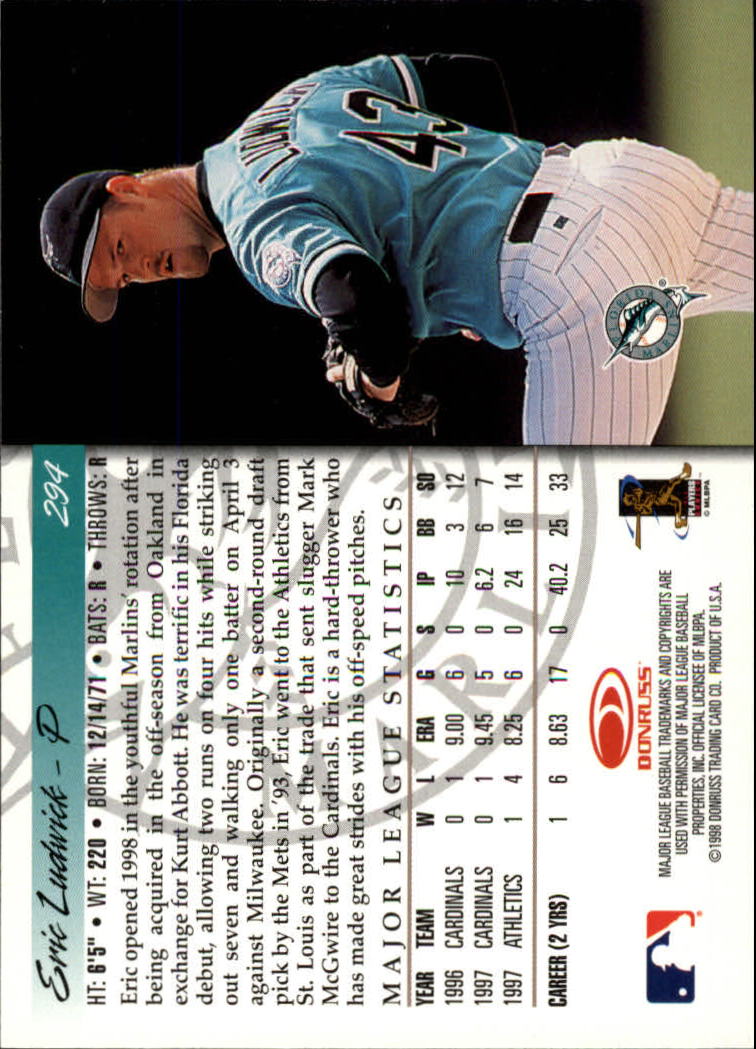 1998 Donruss Baseball "Main Set" Base Cards #251 to #420 - Picture 89 of 341