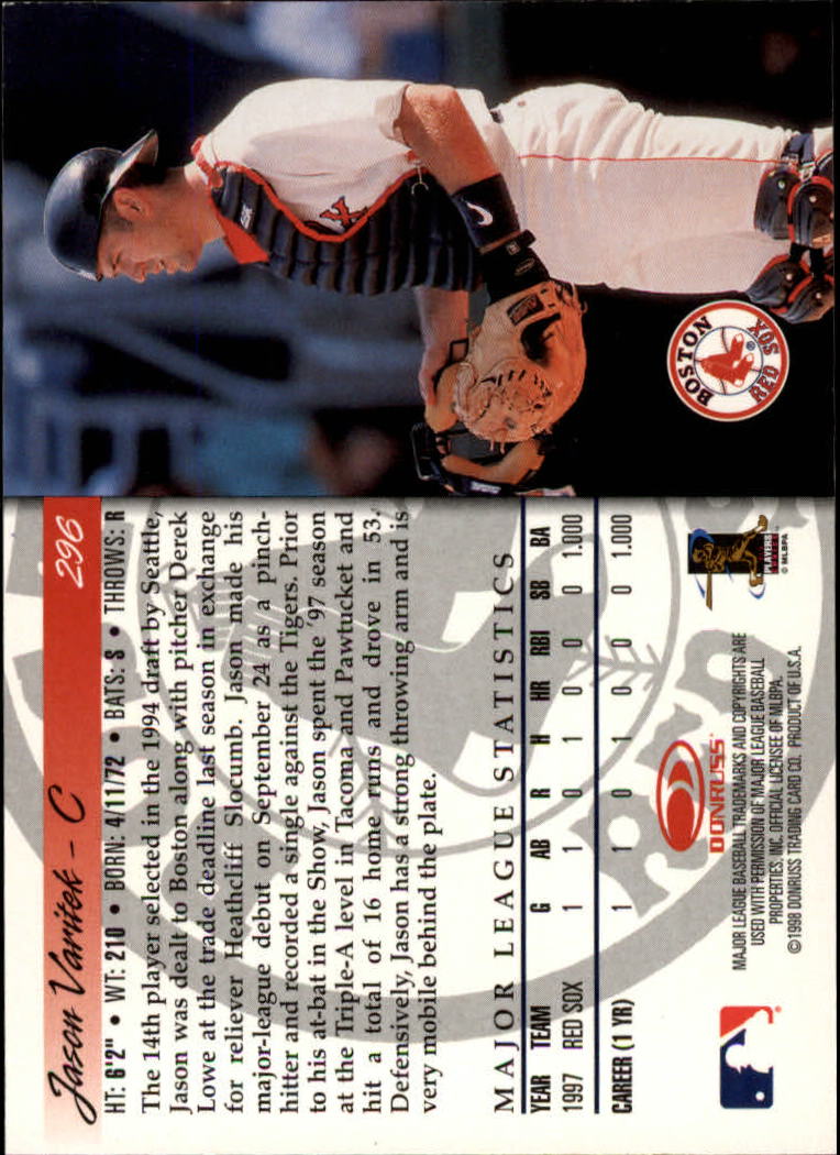 1998 Donruss Baseball "Main Set" Base Cards #251 to #420 - Picture 93 of 341