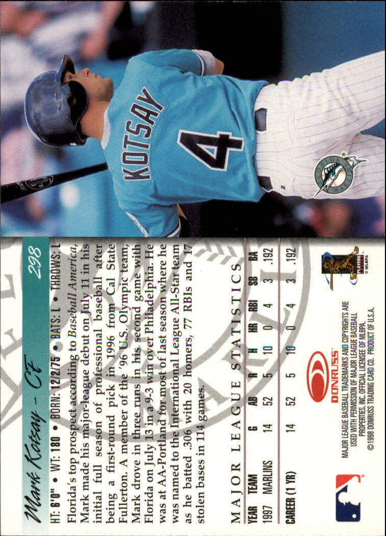 1998 Donruss Baseball "Main Set" Base Cards #251 to #420 - Picture 97 of 341