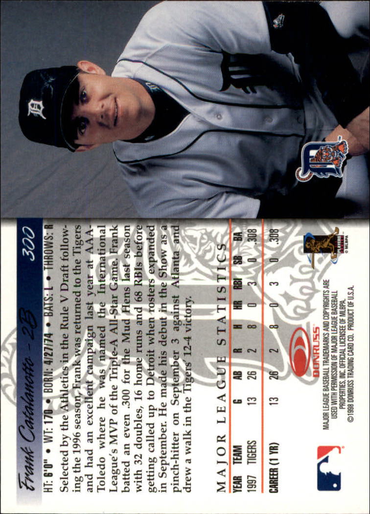 1998 Donruss Baseball "Main Set" Base Cards #251 to #420 - Picture 101 of 341