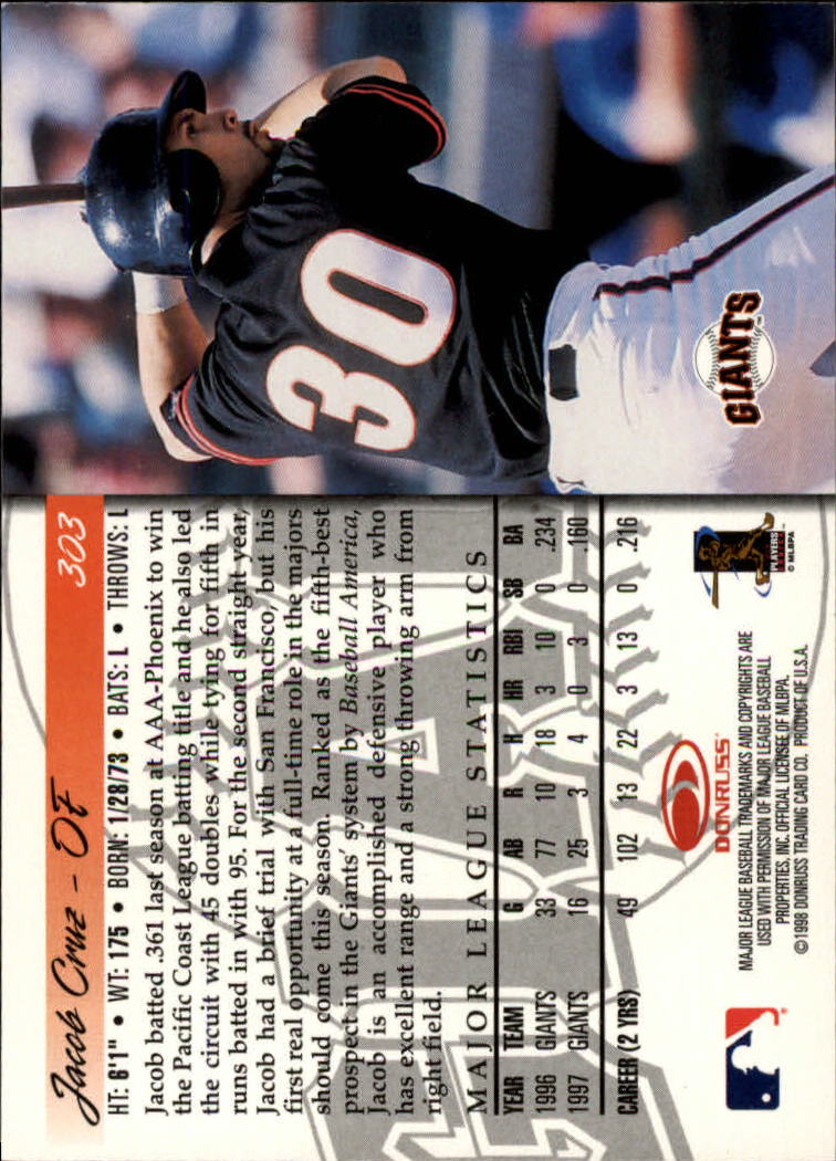 1998 Donruss Baseball "Main Set" Base Cards #251 to #420 - Picture 107 of 341