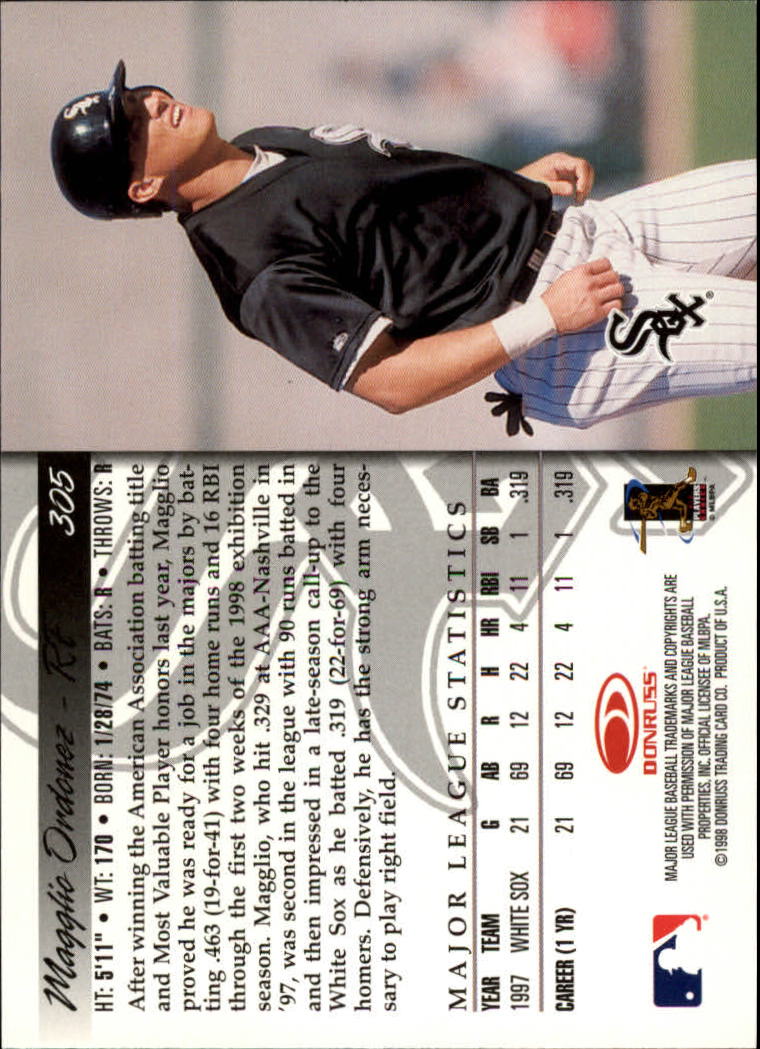1998 Donruss Baseball "Main Set" Base Cards #251 to #420 - Picture 111 of 341