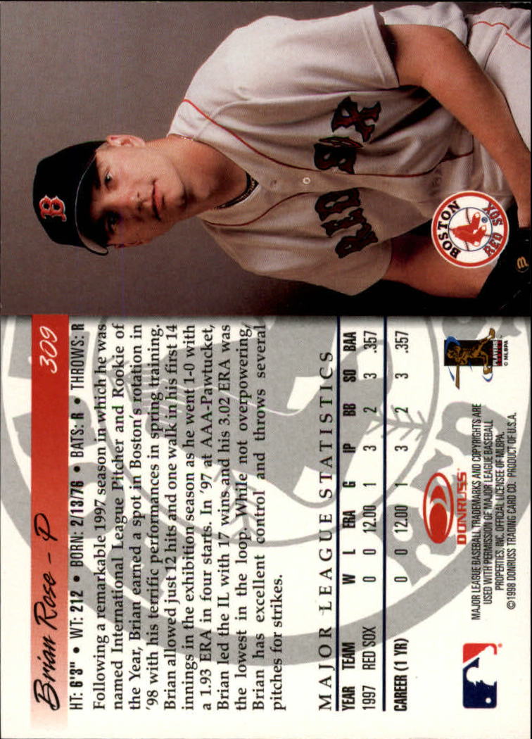1998 Donruss Baseball "Main Set" Base Cards #251 to #420 - Picture 119 of 341