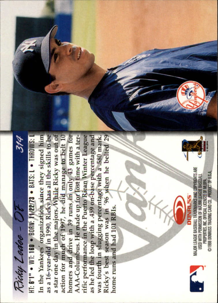 1998 Donruss Baseball "Main Set" Base Cards #251 to #420 - Picture 129 of 341