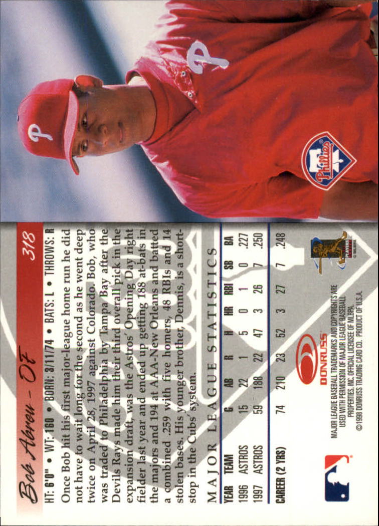 1998 Donruss Baseball "Main Set" Base Cards #251 to #420 - Picture 137 of 341