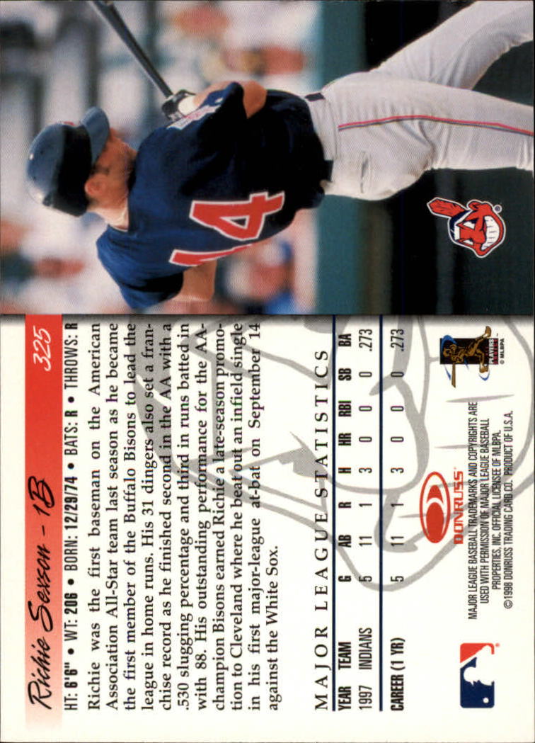 1998 Donruss Baseball "Main Set" Base Cards #251 to #420 - Picture 151 of 341
