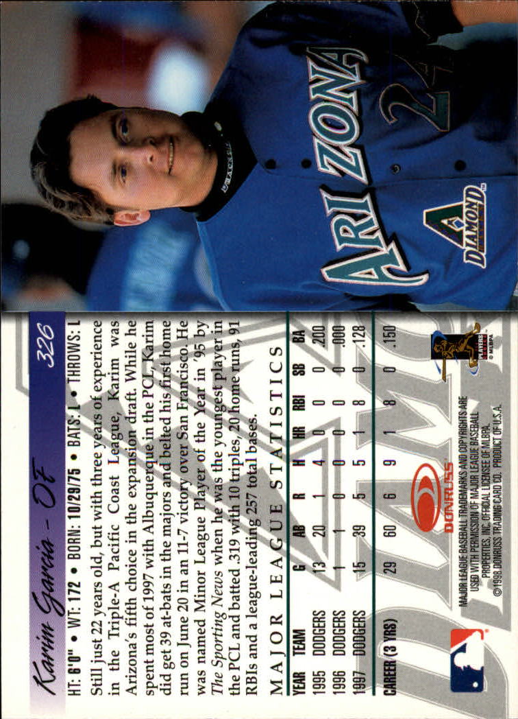 1998 Donruss Baseball "Main Set" Base Cards #251 to #420 - Picture 153 of 341