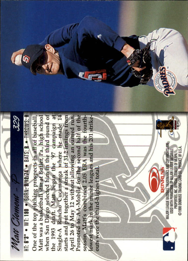 1998 Donruss Baseball "Main Set" Base Cards #251 to #420 - Picture 159 of 341