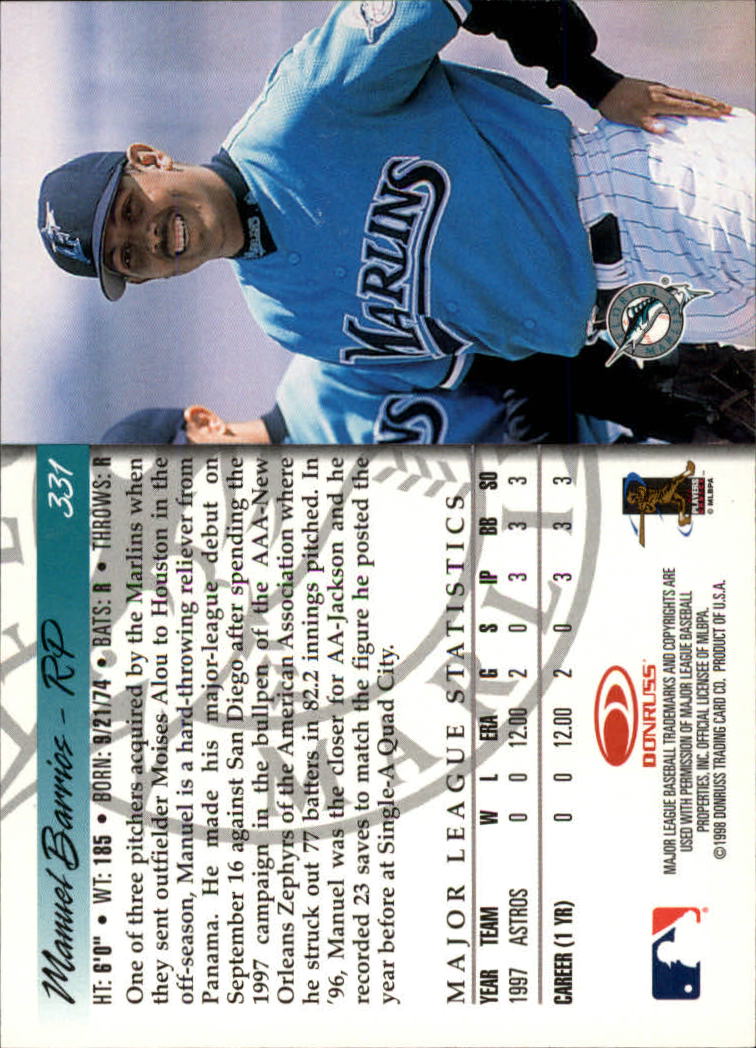 1998 Donruss Baseball "Main Set" Base Cards #251 to #420 - Picture 163 of 341