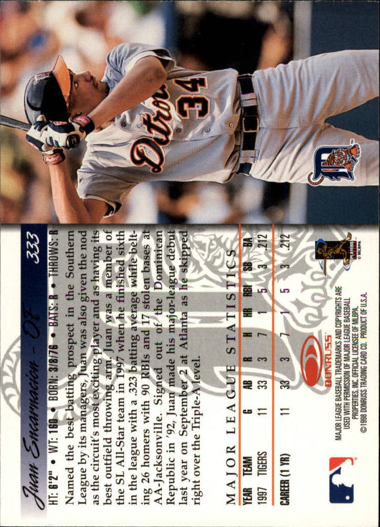 1998 Donruss Baseball "Main Set" Base Cards #251 to #420 - Picture 167 of 341