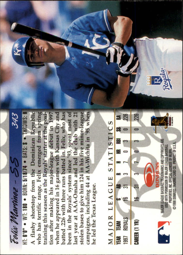 1998 Donruss Baseball "Main Set" Base Cards #251 to #420 - Picture 187 of 341