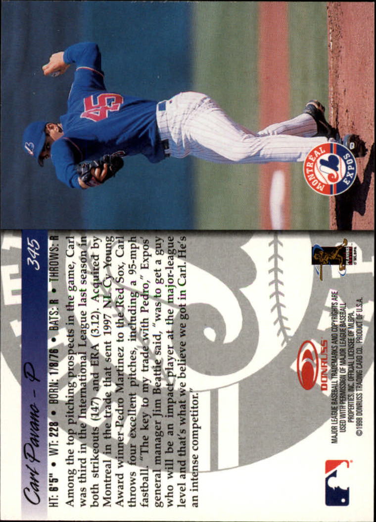 1998 Donruss Baseball "Main Set" Base Cards #251 to #420 - Picture 191 of 341
