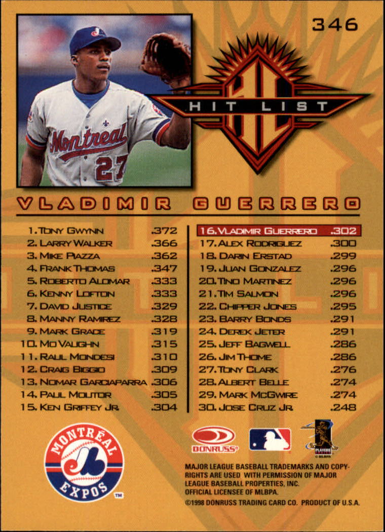 1998 Donruss Baseball "Main Set" Base Cards #251 to #420 - Picture 193 of 341