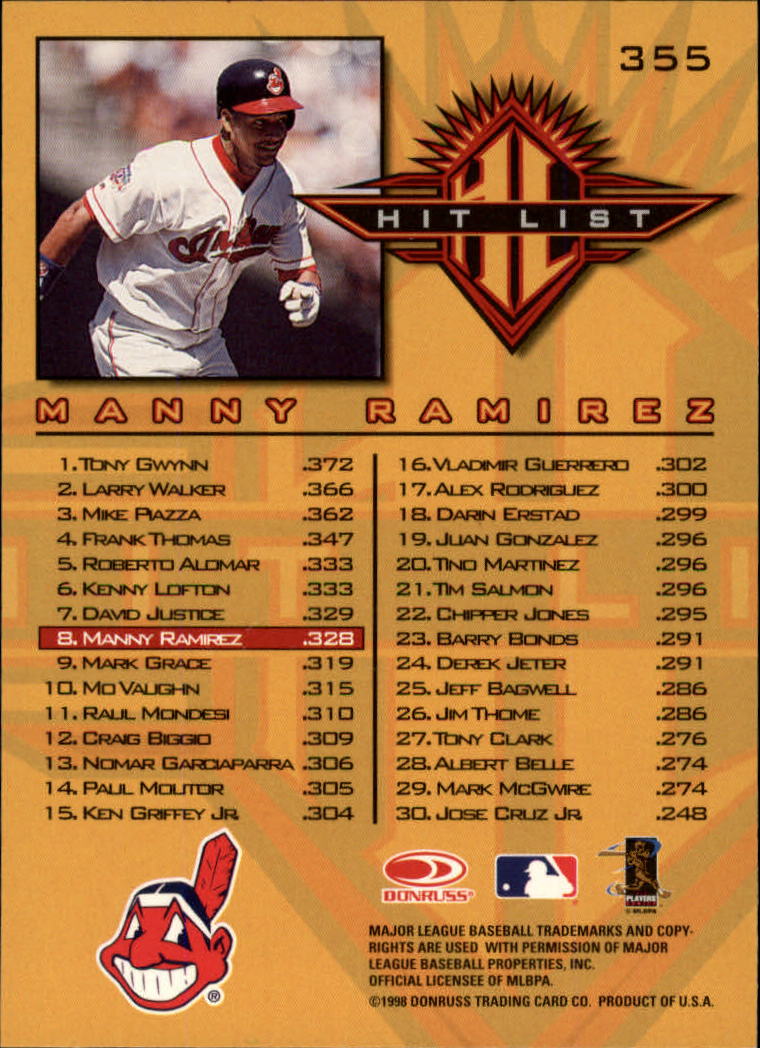 1998 Donruss Baseball "Main Set" Base Cards #251 to #420 - Picture 211 of 341