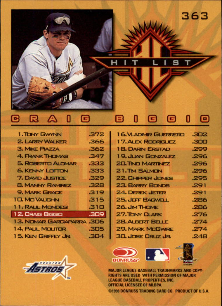 1998 Donruss Baseball "Main Set" Base Cards #251 to #420 - Picture 227 of 341