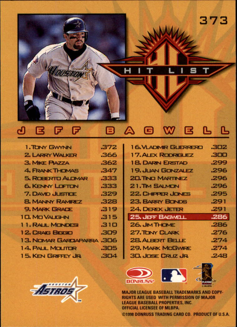 1998 Donruss Baseball "Main Set" Base Cards #251 to #420 - Picture 247 of 341