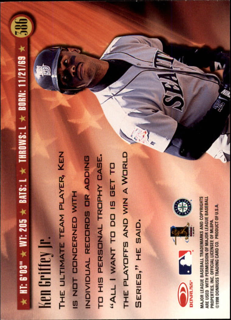 1998 Donruss Baseball "Main Set" Base Cards #251 to #420 - Picture 273 of 341