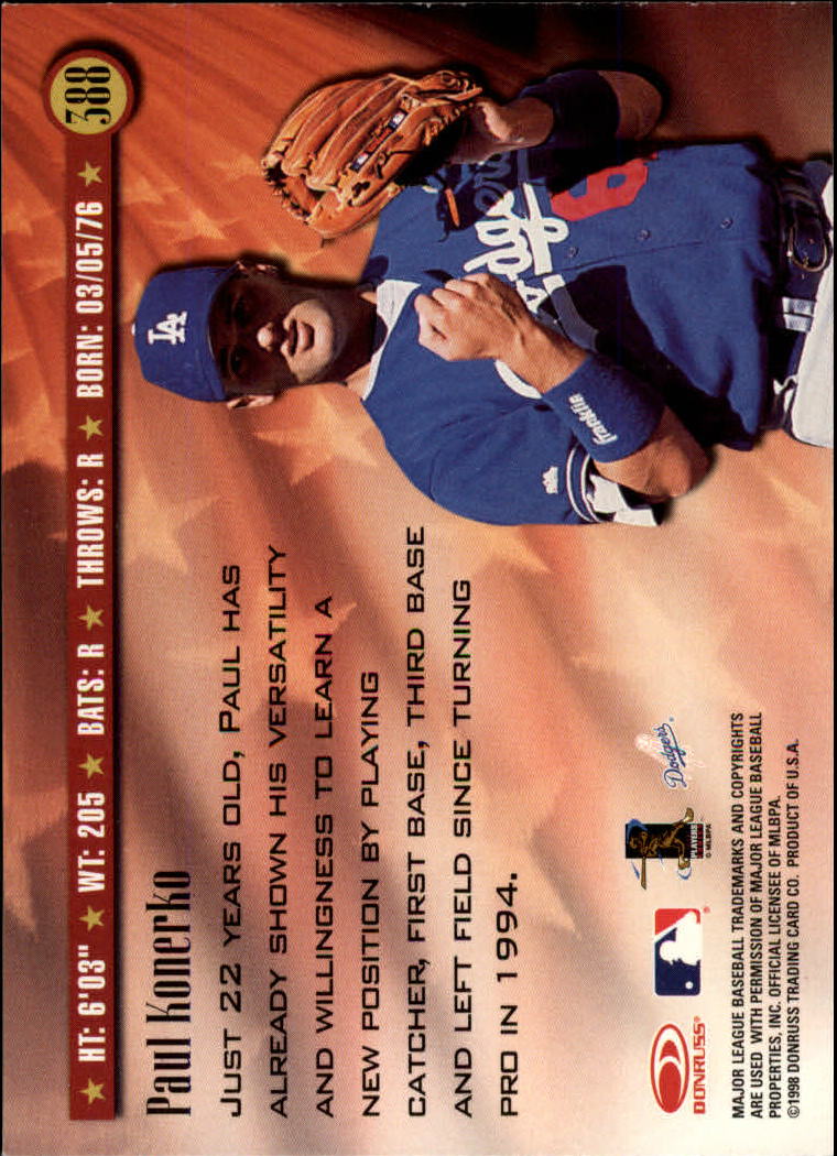 1998 Donruss Baseball "Main Set" Base Cards #251 to #420 - Picture 277 of 341