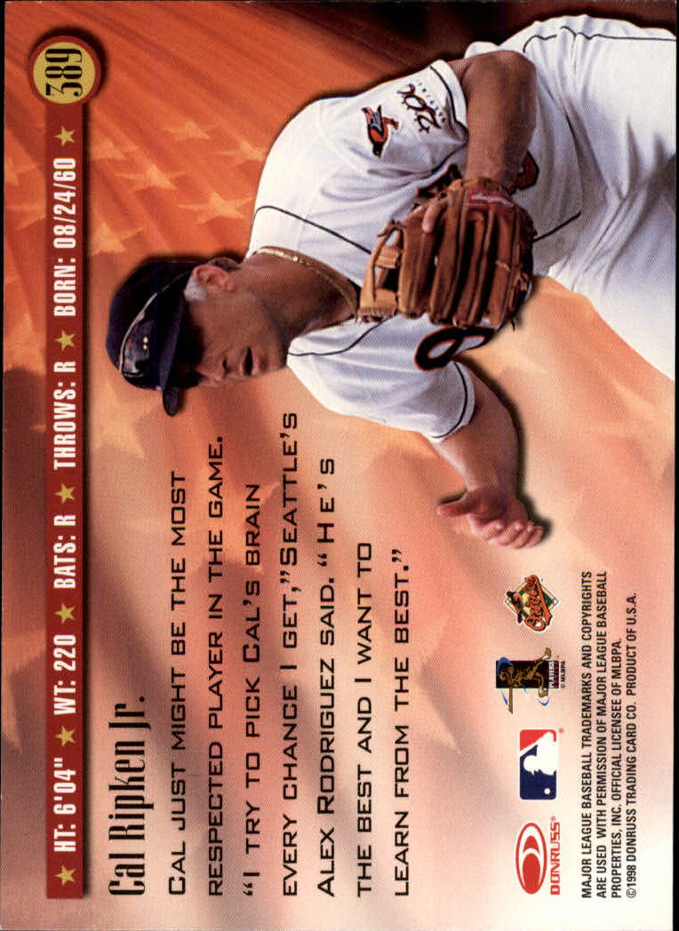 1998 Donruss Baseball "Main Set" Base Cards #251 to #420 - Picture 279 of 341