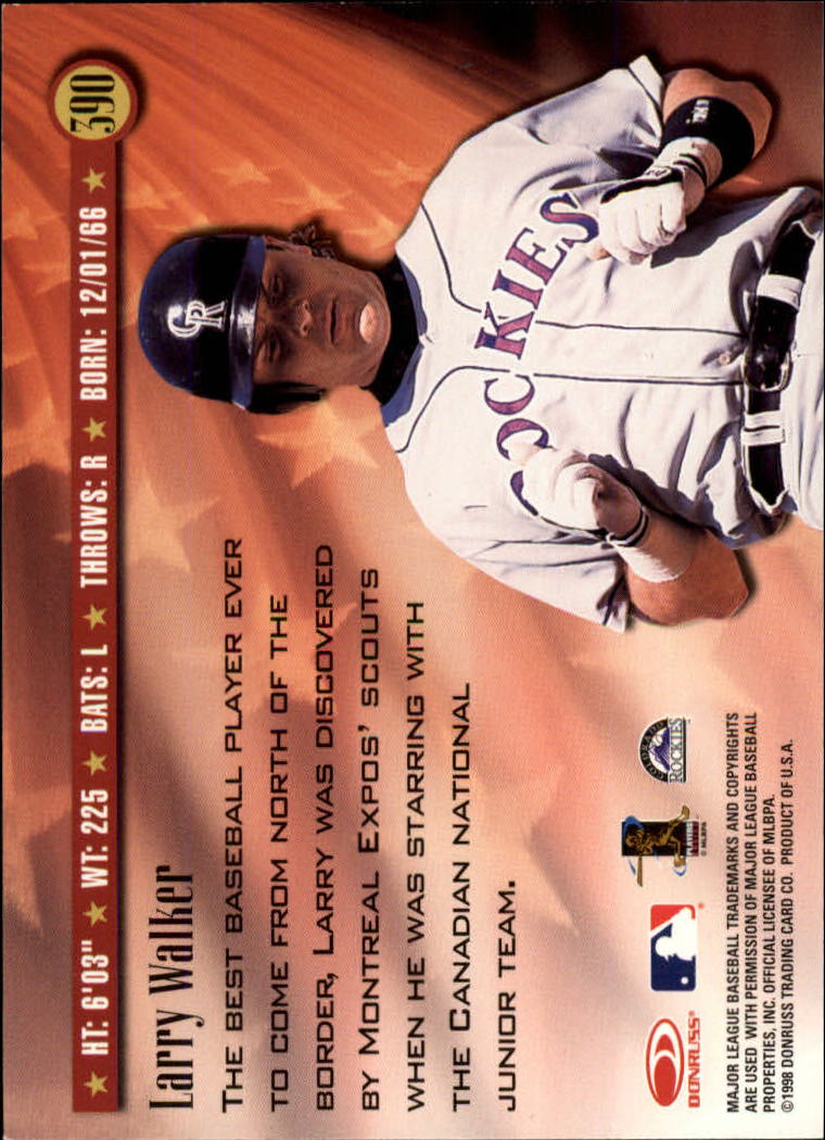 1998 Donruss Baseball "Main Set" Base Cards #251 to #420 - Picture 281 of 341
