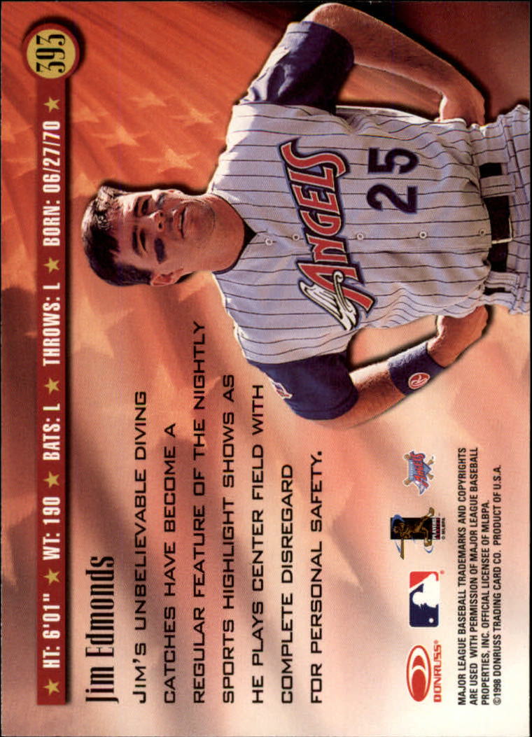 1998 Donruss Baseball "Main Set" Base Cards #251 to #420 - Picture 287 of 341