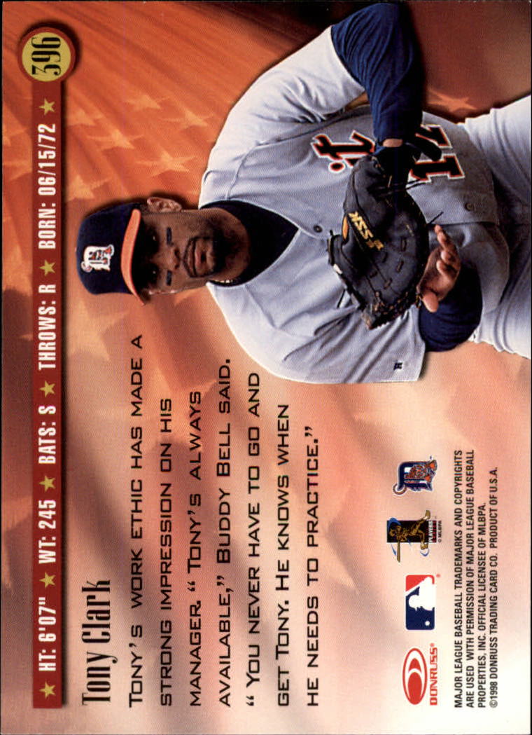 1998 Donruss Baseball "Main Set" Base Cards #251 to #420 - Picture 293 of 341