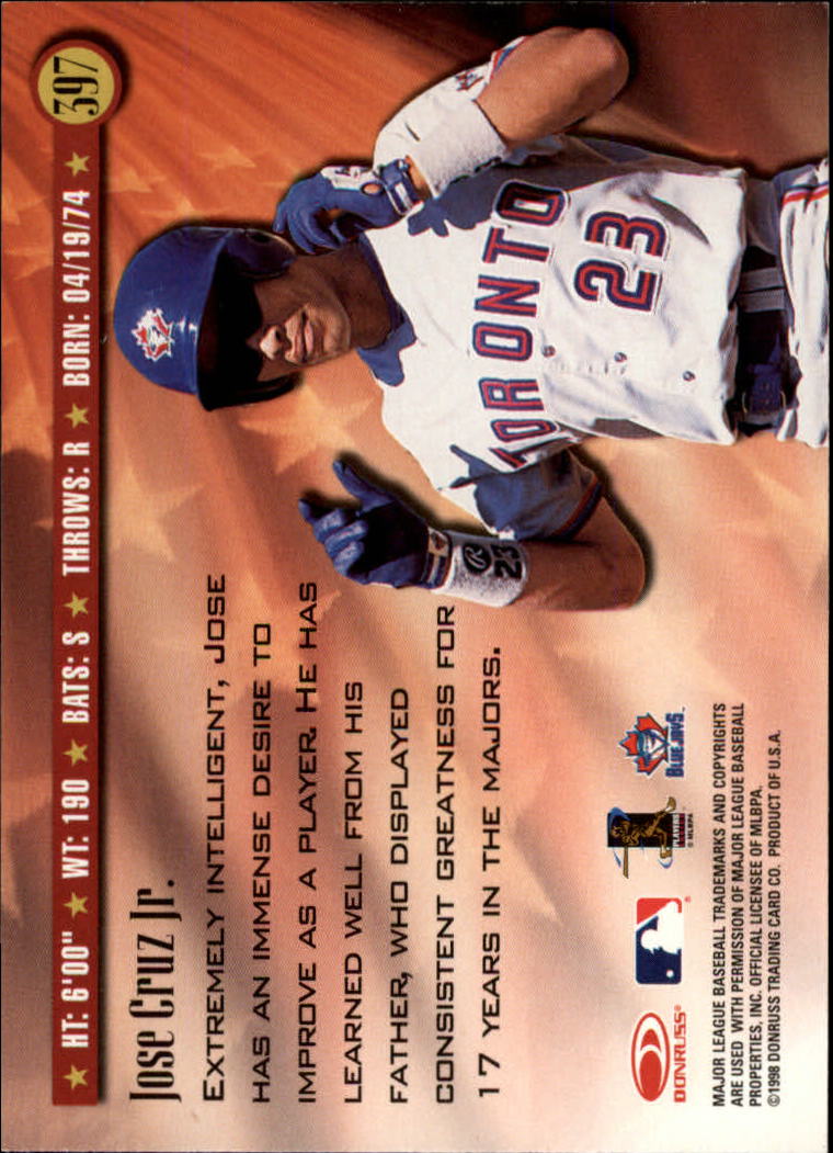 1998 Donruss Baseball "Main Set" Base Cards #251 to #420 - Picture 295 of 341