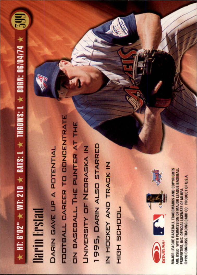 1998 Donruss Baseball "Main Set" Base Cards #251 to #420 - Picture 299 of 341