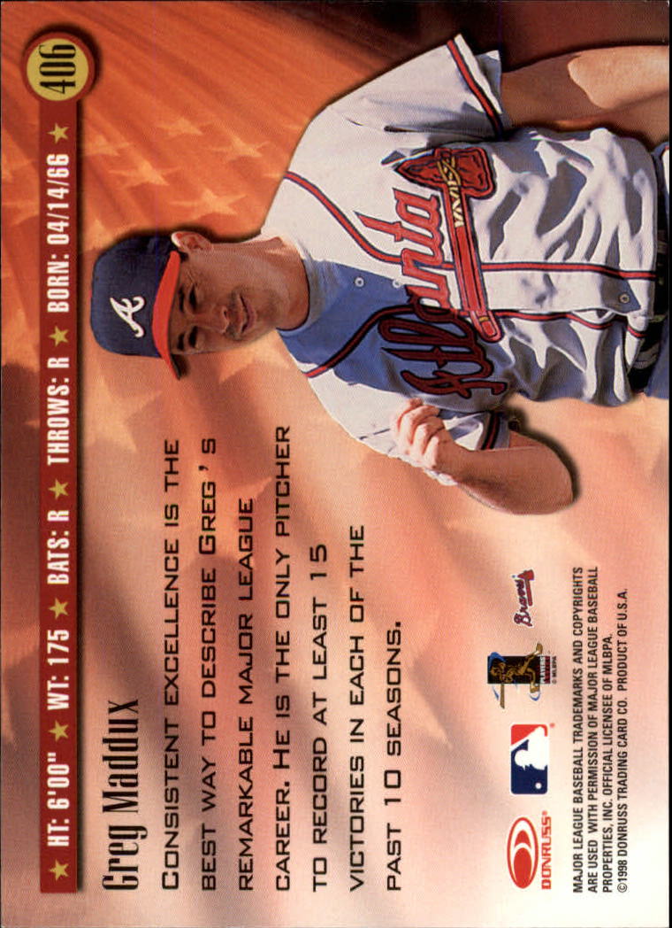 1998 Donruss Baseball "Main Set" Base Cards #251 to #420 - Picture 313 of 341