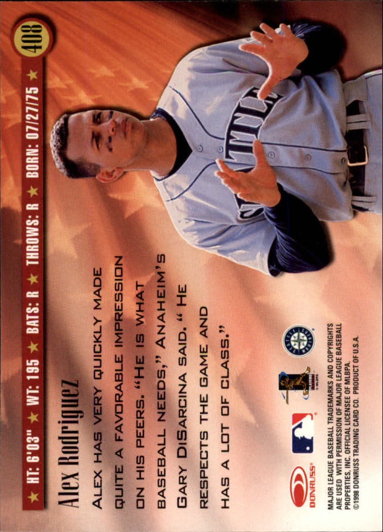 1998 Donruss Baseball "Main Set" Base Cards #251 to #420 - Picture 317 of 341