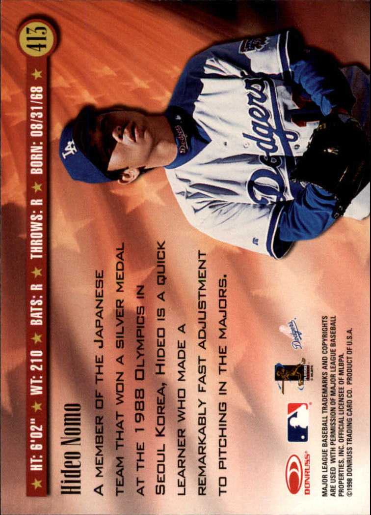 1998 Donruss Baseball "Main Set" Base Cards #251 to #420 - Picture 327 of 341