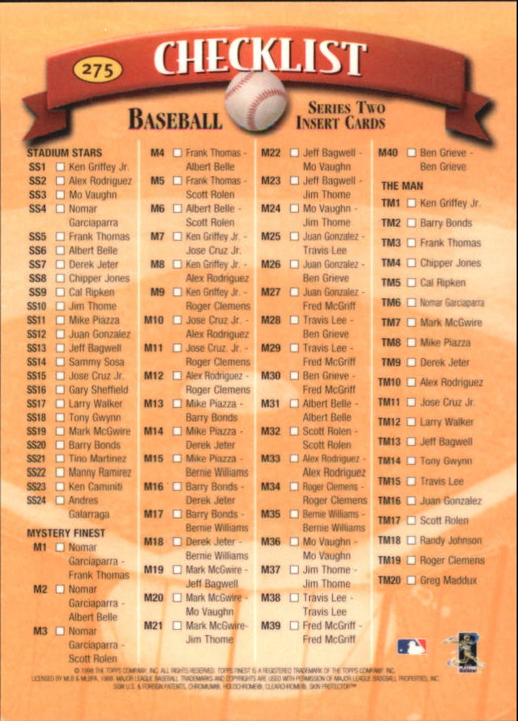 1998 Finest Baseball Part 2 - Picture 25 of 139