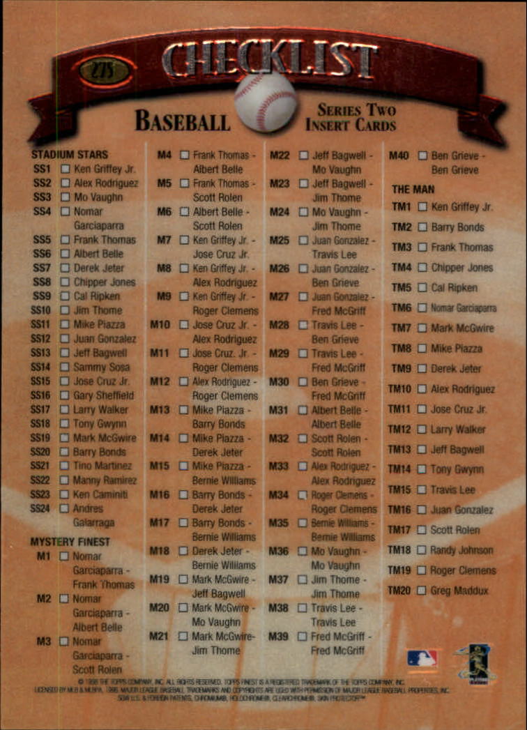 1998 Finest Baseball Part 2 - Picture 95 of 139