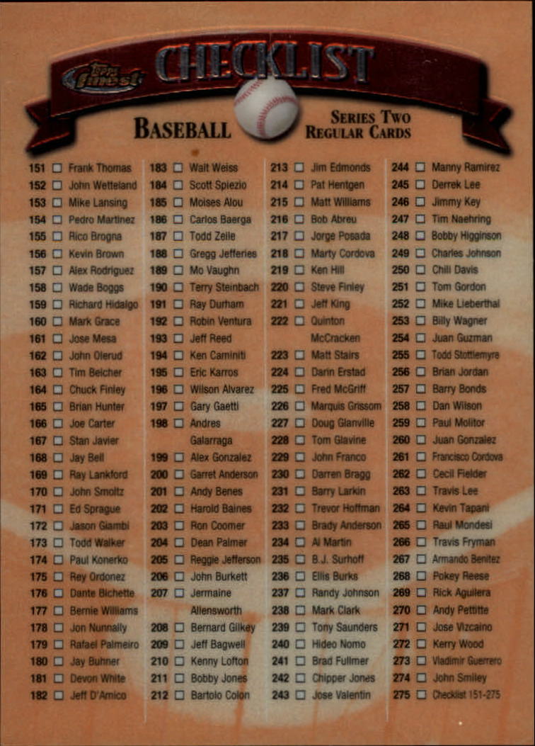 1998 Finest Baseball Part 2 - Picture 94 of 139