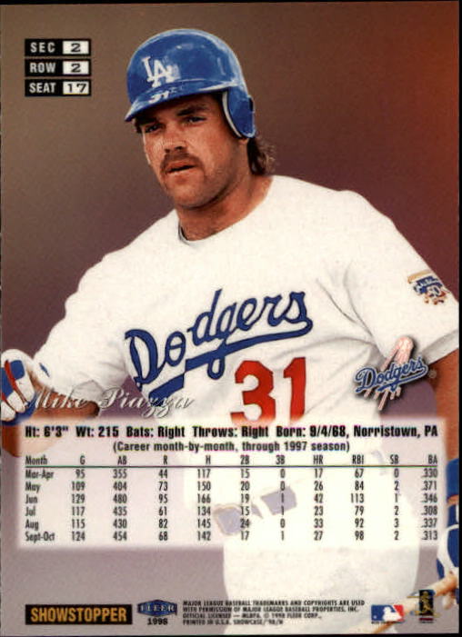 1998 Flair Showcase (Fleer) Baseball "Row 2" Parallel Cards - Picture 19 of 53
