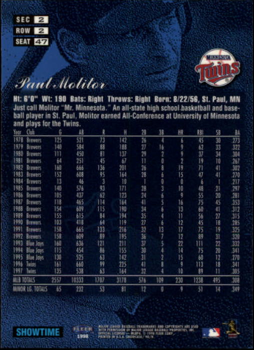 1998 Flair Showcase (Fleer) Baseball "Row 2" Parallel Cards - Picture 39 of 53