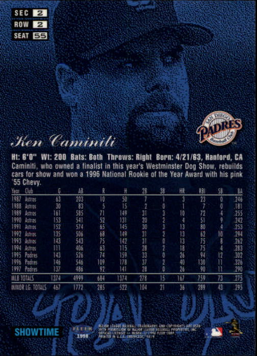 1998 Flair Showcase (Fleer) Baseball "Row 2" Parallel Cards - Picture 45 of 53