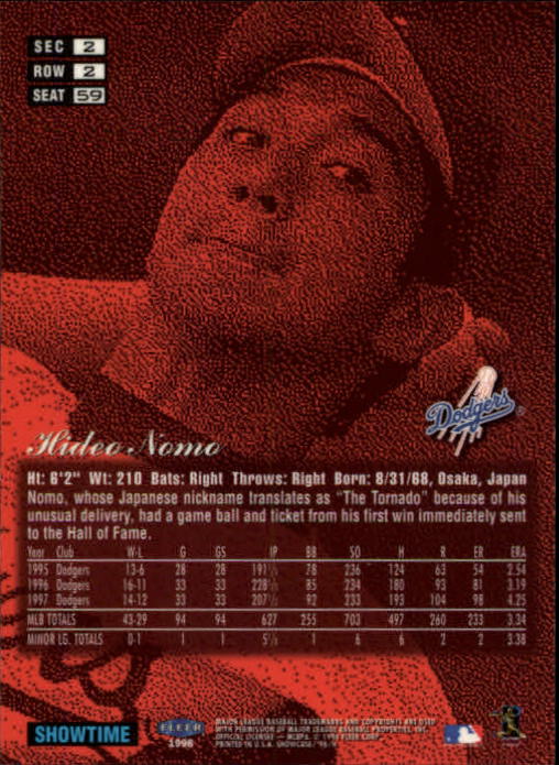 1998 Flair Showcase (Fleer) Baseball "Row 2" Parallel Cards - Picture 49 of 53