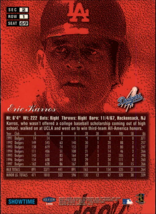 1998 Flair Showcase (Fleer) Baseball "Row 1" Parallel Cards - Picture 23 of 39