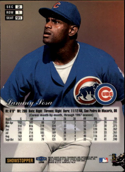 1998 Flair Showcase (Fleer) Baseball "Row 1" Parallel Cards - Picture 31 of 39