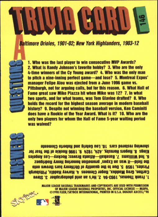 1998 SkyBox Dugout Axcess Baseball Card Pick - Picture 283 of 289