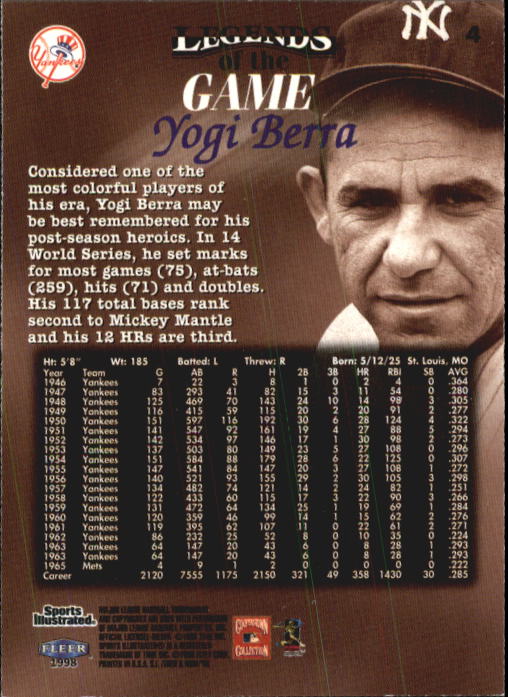 1998 Sports Illustrated Then and Now (Fleer) Baseball "Main Set" Cards - Picture 9 of 303