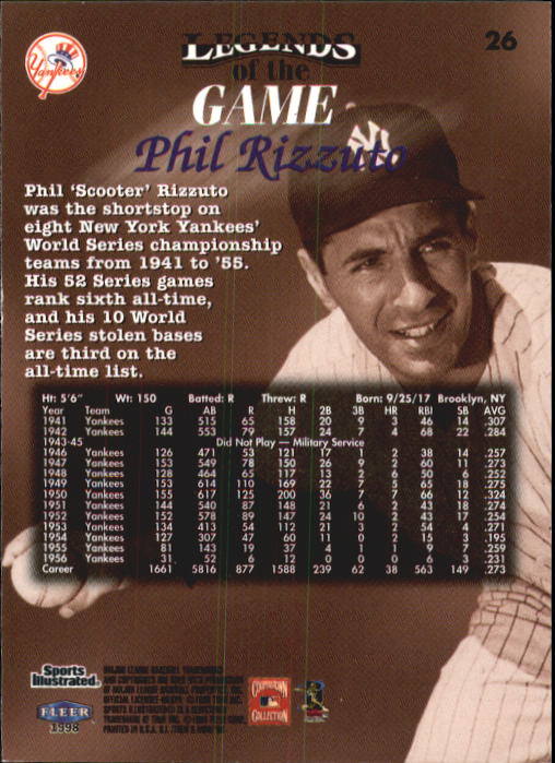 1998 Sports Illustrated Then and Now (Fleer) Baseball "Main Set" Cards - Picture 53 of 303