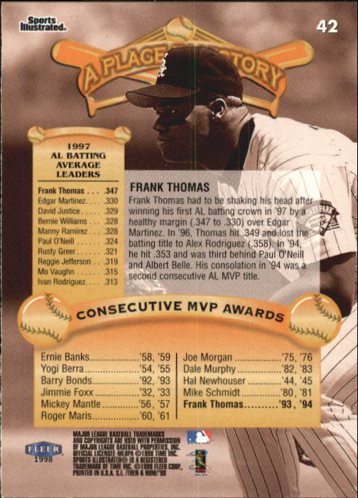 1998 Sports Illustrated Then and Now (Fleer) Baseball "Main Set" Cards - Picture 85 of 303