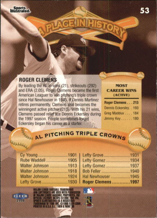 1998 Sports Illustrated Then and Now (Fleer) Baseball "Main Set" Cards - Picture 107 of 303